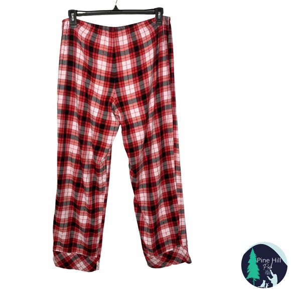 SOLD Victorias Secret Pajama Pants Large Flannel Red Black Plaid Wide Leg EUC - Picture 4 of 10